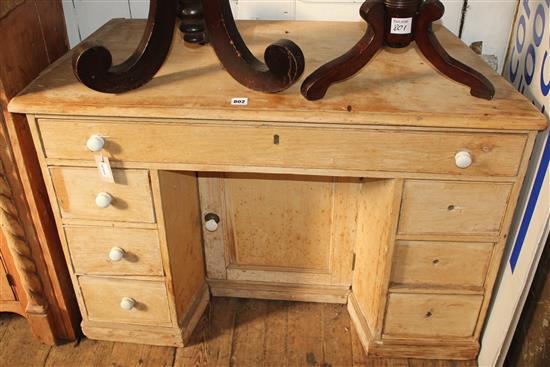 19th Century pine tri-form pedestal desk